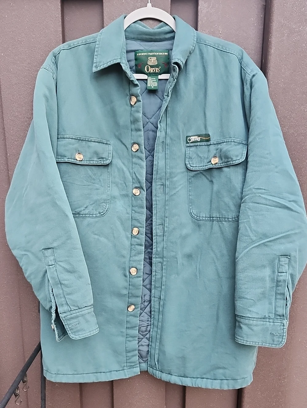 Orvis Men's Teal Quilted-Lined Field Overshirt M